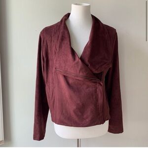 Lysse Fauxe Suede Maroon Moto Jacket Size Small